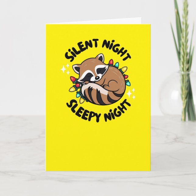 Tarjeta De Agradecimiento Felices Fiestas: Noche de Sleepy Noche Silenciosa (Anverso)