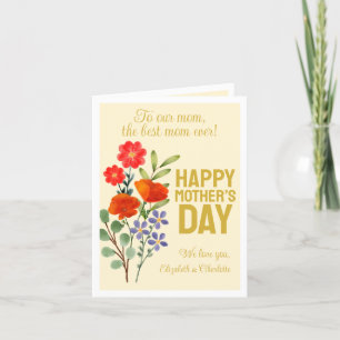Tarjeta De Agradecimiento Felices flores silvestres del Día de la Madre para