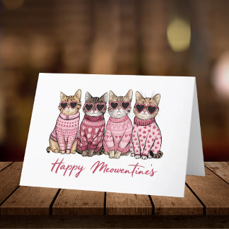 Tarjeta De Agradecimiento Felices gatos de Meowentine en sudores San Valentí