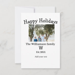 Tarjeta De Agradecimiento Felices vacaciones familia foto renuencia letra de