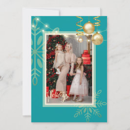 Tarjeta De Agradecimiento Felices vacaciones Oro de Navidad, ornamentos, fot