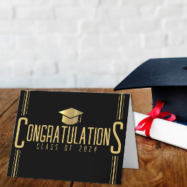 Tarjeta De Agradecimiento Felicidades de graduación de Black & Gold Clase de