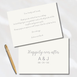Tarjeta De Agradecimiento Felicidades por haber Monogramado Pearl White Silv