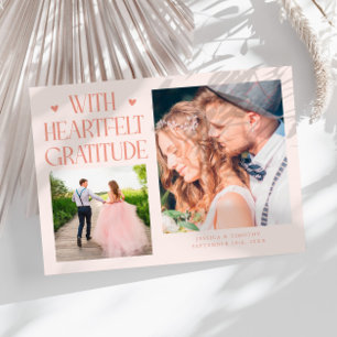 Tarjeta De Agradecimiento Felicitación de boda melocotón de gratitud sincera