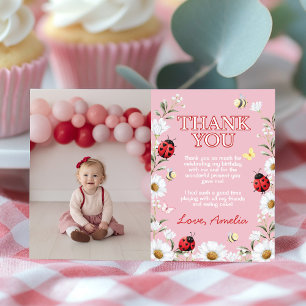 Tarjeta De Agradecimiento Felicitación de Cumpleaños Floral Pequeño Bicho de
