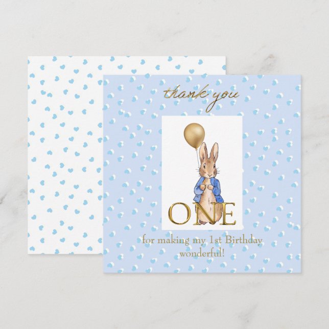 Tarjeta De Agradecimiento Felicitación del primer cumpleaños (Anverso / Reverso)