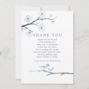 Tarjeta De Agradecimiento Felicitación para Baby Shower Floral de Flor de Ce
