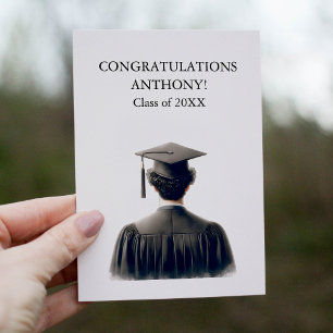 Tarjeta De Agradecimiento Felicitaciones a un graduado masculino con traje n