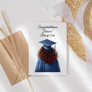 Tarjeta De Agradecimiento Felicitaciones Brunette Graduada en Azul