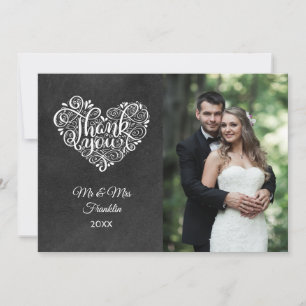 Tarjeta De Agradecimiento Felicitaciones de boda en pizarra Elegante escritu