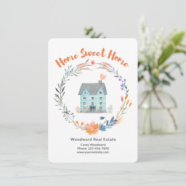 Tarjeta De Agradecimiento Felicitaciones de Realtor al nuevo propietario (Anverso de pie)