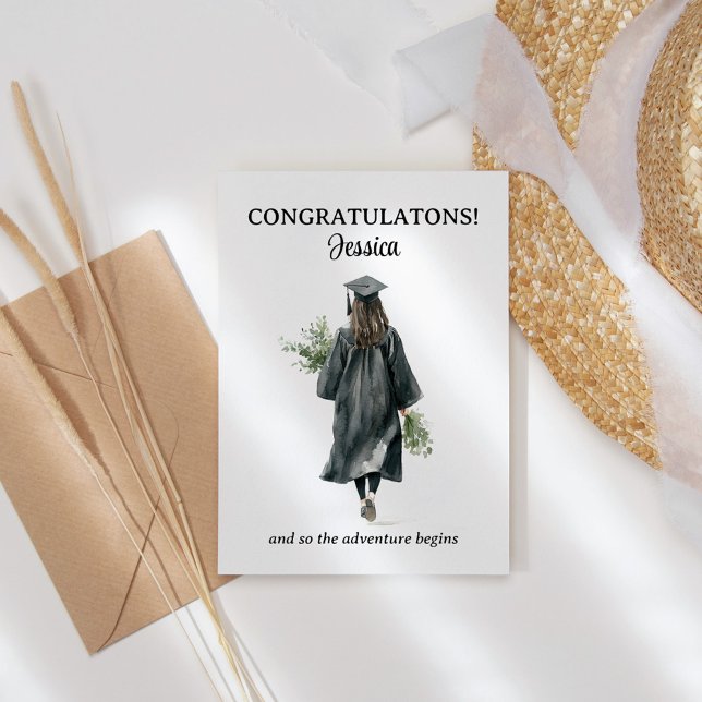 Tarjeta De Agradecimiento Felicitaciones Graduate, así que empieza la aventu (Subido por el creador)