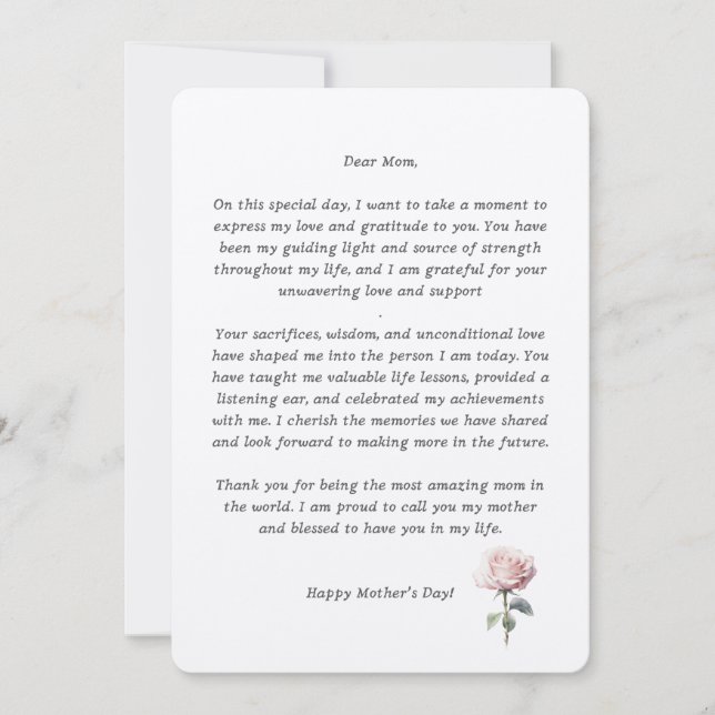 Tarjeta De Agradecimiento Felicitaciones por el Día de la Madre Feliz (Anverso)