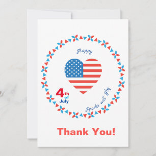 Tarjeta De Agradecimiento Feliz 4 de julio América Estados Unidos Bandera Co