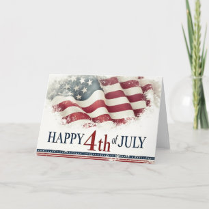 Tarjeta De Agradecimiento Feliz 4 de julio - Diseño Vintage Bandera American