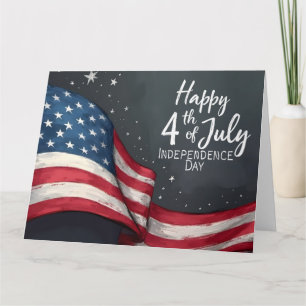 Tarjeta De Agradecimiento Feliz 4 de julio Ilustración de arte de bandera vi