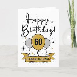 Tarjeta De Agradecimiento Feliz 60º cumpleaños con oro