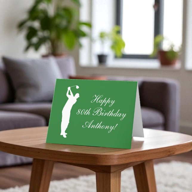 Tarjeta De Agradecimiento Feliz 80 cumpleaños, fiesta deportiva de golfista (Subido por el creador)