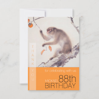 Tarjeta De Agradecimiento Feliz 88º cumpleaños japonés pintando el mono TYC