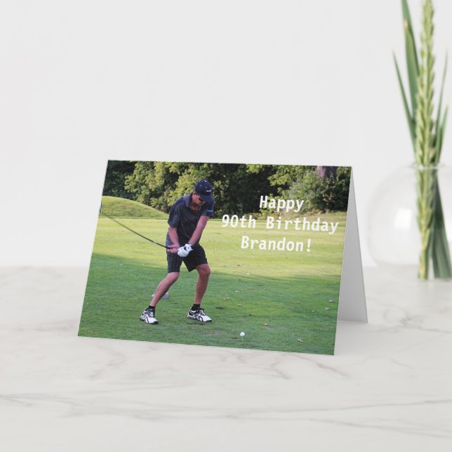 Tarjeta De Agradecimiento Felíz 90° cumpleaños de Golfer Sports Photo (Anverso)