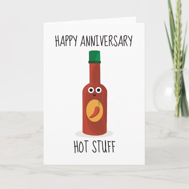 Tarjeta De Agradecimiento Feliz aniversario, cosas calientes, graciosa sarcá (Anverso)