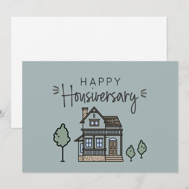 Tarjeta De Agradecimiento Feliz Aniversario de Casa Personalizado Housiversa (Anverso / Reverso)