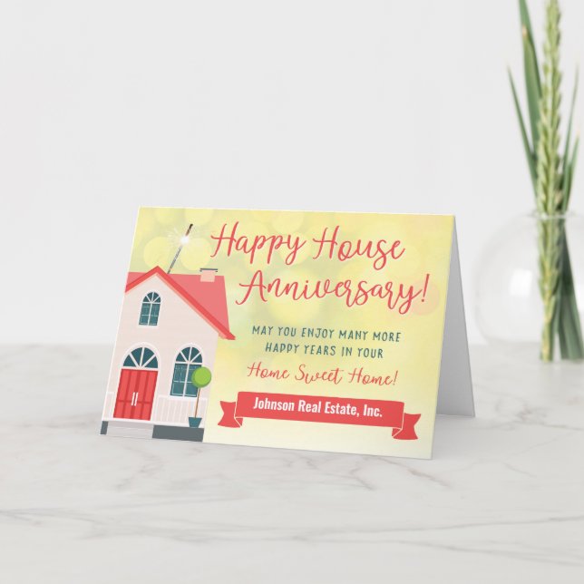 Tarjeta De Agradecimiento Feliz aniversario de la casa de Realtor (Anverso)