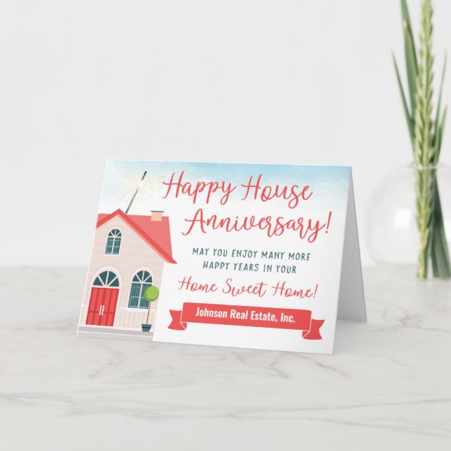 Tarjeta De Agradecimiento Feliz Aniversario De La Casa De Realtor Gracias Co (Anverso)