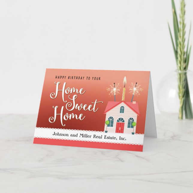 Tarjeta De Agradecimiento Feliz Aniversario De La Casa De Realtor Gracias Co (Anverso)