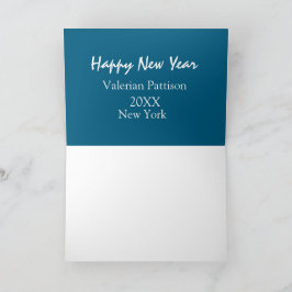 Tarjeta De Agradecimiento Feliz año nuevo azul nombre lugar año boho simple 