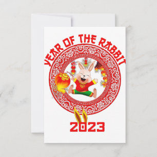 Tarjeta De Agradecimiento Feliz Año Nuevo Lunar 2023, bonito conejo chino
