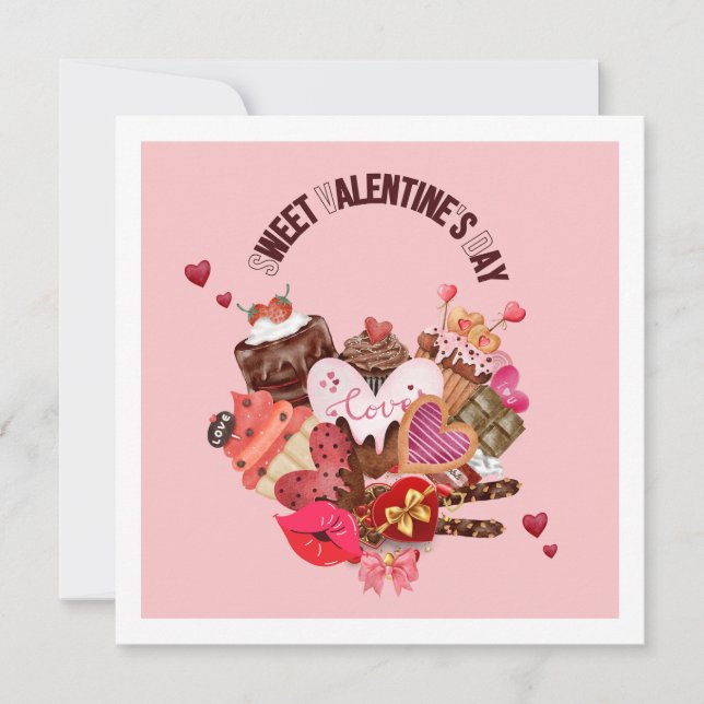 Tarjeta De Agradecimiento Feliz chocolate de San Valentín (Anverso)