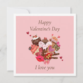 Tarjeta De Agradecimiento Feliz chocolate de San Valentín