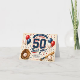 Tarjeta De Agradecimiento Feliz cumpleaños 50 béisbol Gracias