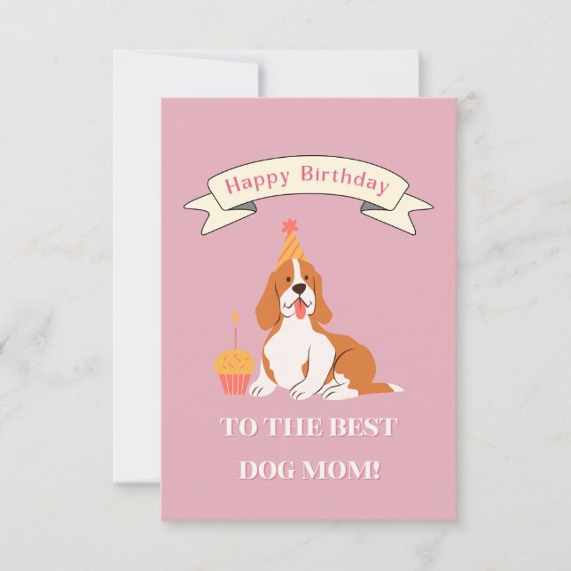 Tarjeta De Agradecimiento Feliz cumpleaños a la mejor mamá de perros! Perro  (Anverso)
