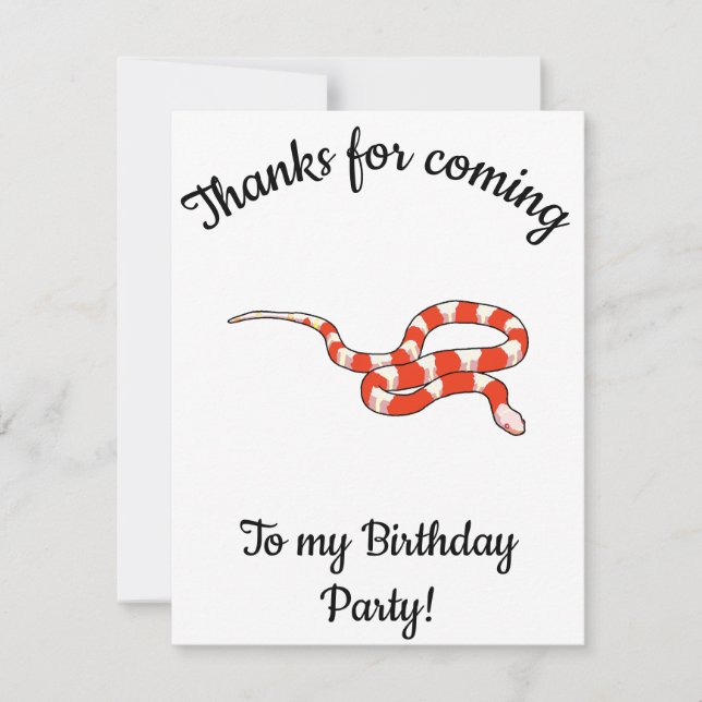 Tarjeta De Agradecimiento Feliz cumpleaños a la serpiente de leche  (Anverso)