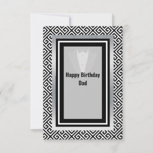 Tarjeta De Agradecimiento Feliz cumpleaños a papá, negro y blanco gracias.