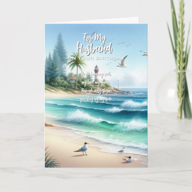 Tarjeta De Agradecimiento Feliz cumpleaños al marido (Anverso)