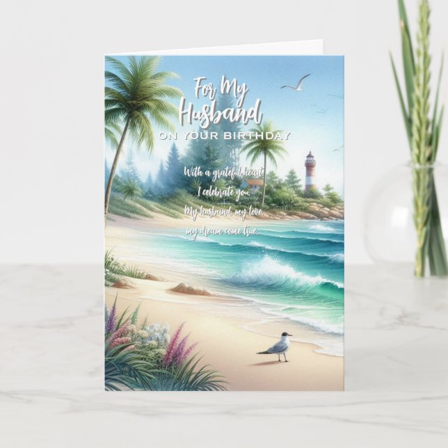 Tarjeta De Agradecimiento Feliz cumpleaños al marido (Anverso)