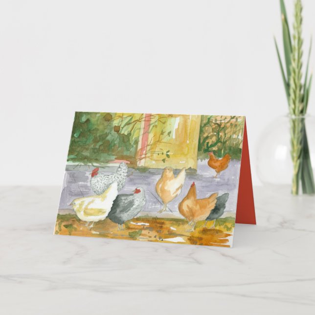 Tarjeta De Agradecimiento Feliz cumpleaños, amigo amigo de pollos, granja de (Anverso)