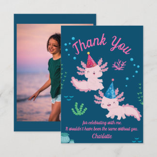 Tarjeta De Agradecimiento Feliz Cumpleaños Axolotl Rosa Gracias