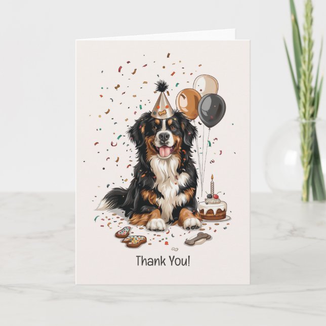 Tarjeta De Agradecimiento Feliz cumpleaños Bernese Mountain Dog (Anverso)