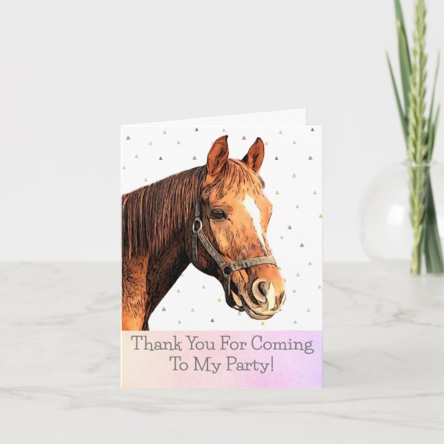 Tarjeta De Agradecimiento Feliz Cumpleaños Caballo Montar a Caballo Hermoso  (Anverso)