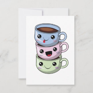 Tarjeta De Agradecimiento Feliz cumpleaños, café Kawaii