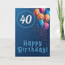 Tarjeta De Agradecimiento Feliz cumpleaños con globos y confeti