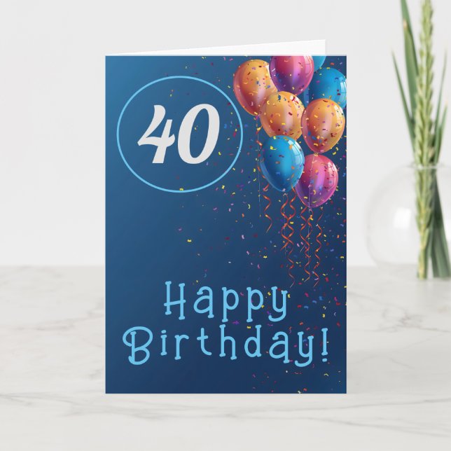 Tarjeta De Agradecimiento Feliz cumpleaños con globos y confeti (Anverso)