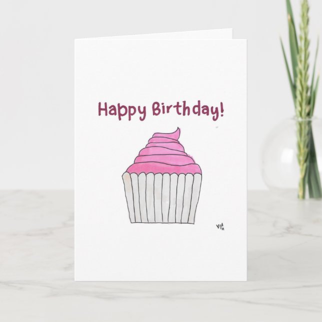 Tarjeta De Agradecimiento Feliz Cumpleaños Cupcake 2 Card (Anverso)