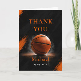 Tarjeta De Agradecimiento Feliz cumpleaños de baloncesto gracias naranja neg