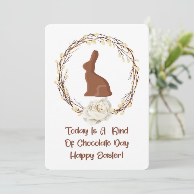 Tarjeta De Agradecimiento Feliz cumpleaños de chocolate de Pascua (Anverso de pie)