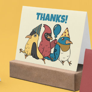 Tarjeta De Agradecimiento Feliz Cumpleaños de Pájaro Dibujos Animados Tema C